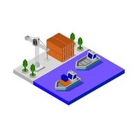 Isometric Port Illustrated On White Background vector