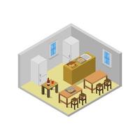 Isometric Pizzeria Illustrated On White Background vector