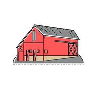 Red Farmhouse Barn Mono Line vector