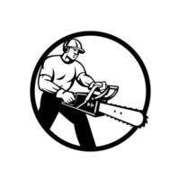 Lumberjack Tree Surgeon Arborist Chainsaw Circle vector