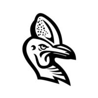 Head of a Cassowary Mascot Black and White vector