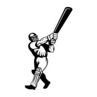 Cricket Batsman With Bat Batting Viewed from Side Retro vector