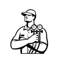 Heating and Cooling Refrigeration Technician Retro vector