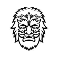 Circus Wolfman or Wolfboy Head Mascot Black and White vector