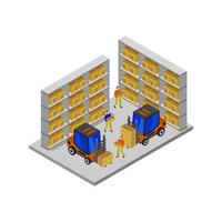 Isometric Warehouse Illustrated On White Background vector