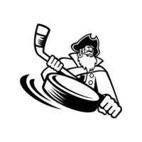 Swashbuckler or Pirate With Ice Hockey Stick and Puck Sports vector