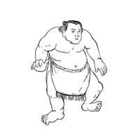 Professional Sumo Wrestler or Rikishi in Fighting Stance vector