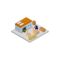 Isometric Warehouse Illustrated On White Background vector