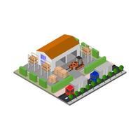 Isometric Warehouse Illustrated On White Background vector