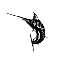 pez vela atlántico saltando xilografía retro en blanco y negro vector