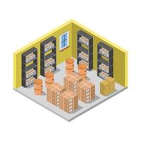 Isometric Warehouse Illustrated On White Background vector