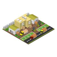 Isometric Warehouse Illustrated On White Background vector