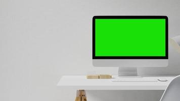um computador desktop com tela verde