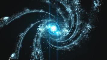 partículas formando bola de energia azul video