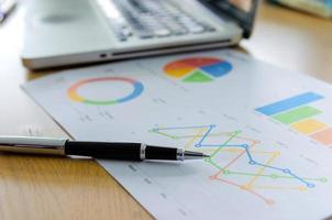 Ballpoint pen and graphs on a desk photo