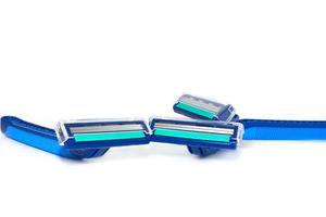 Three blue razors photo