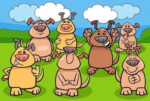 funny dogs cartoon animal characters group vector