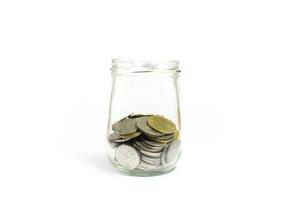 Coins in glass jar photo