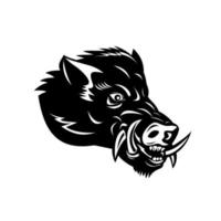 Angry Wild Boar or Common Wild Pig Head Side vector