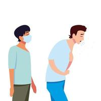 Men feeling sick and with mask vector design
