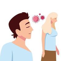 Man and woman feeling sick vector design