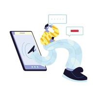 Man cartoon with smartphone and bubbles vector design