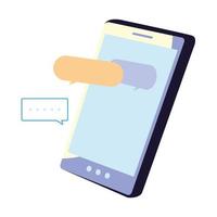 Chatting with smartphone and bubbles vector design