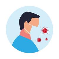 man with mask in prevention of covid 19 vector