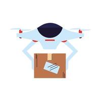 Drone delivering a package vector