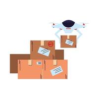 arrival of parcels by drone vector