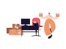 male courier with mask in office vector