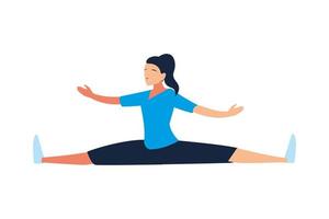 woman doing stretching exercises at home vector