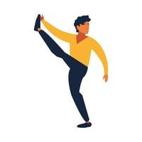 man doing stretching exercises at home vector