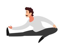man doing stretching exercises at home vector