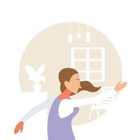 woman doing dance exercises at home vector