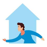 man doing stretching exercises at home vector