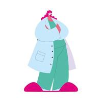 woman doctor with mask and gown vector