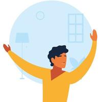 man doing dance exercises at home vector