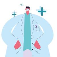 doctor with mask and gown vector