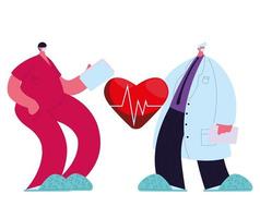 Cardiologists in medical uniform with masks and gowns vector