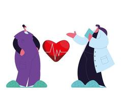 Cardiologists in medical uniform with masks and gowns vector