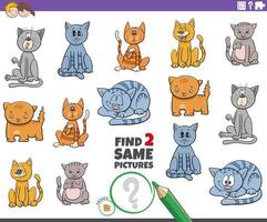 find two same cat characters game for children vector