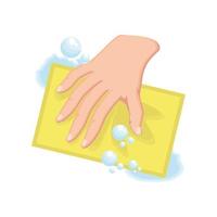 cleaning with dishcloth on white background vector
