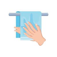 hand cleaning with towel on white background vector