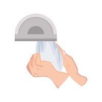 hand drying with heat machine on white background vector