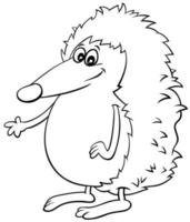 comic hedgehog character coloring book page vector