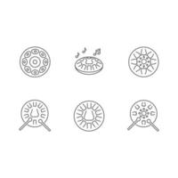 Ornamental handpan pixel perfect linear icons set vector