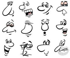 Conjunto de dibujos animados de caras de personajes de personas o emociones vector