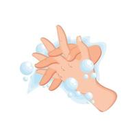 washing hands with water and soap on white background vector