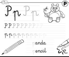 learn to write letter P workbook for children vector